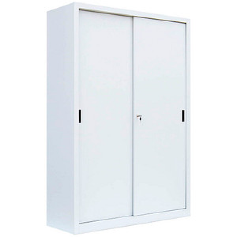 LÜLLMANN Schiebetürenschrank, 550167 signalweiß 4 Fachböden 120,0 x 45,0 x 195,0 cm – Bild 1 von 3