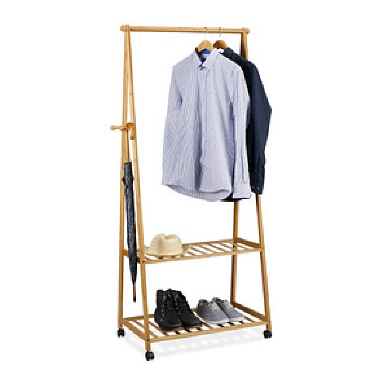 relaxdays Rollgarderobe braun Holz 84,0 x 166,0 cm, 1 St. – Bild 1 von 9