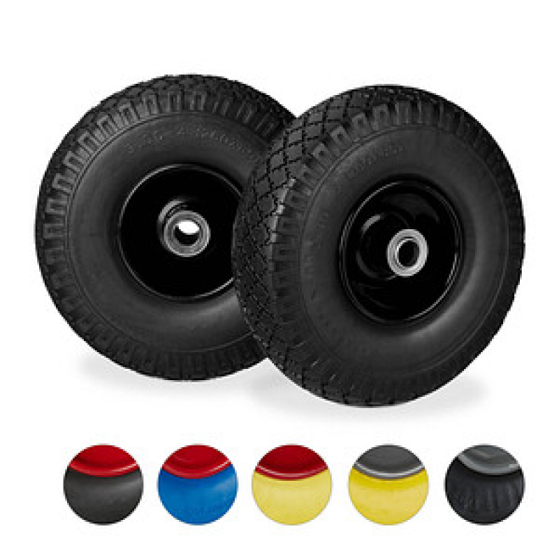 relaxdays Sackkarrenräder luftbereift schwarz Stahl Felgen, Achse 2,0 cm – Bild 1 von 6