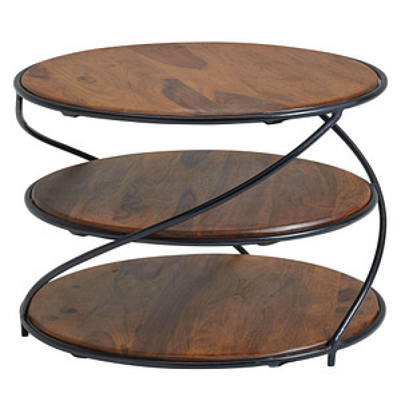 WOHNLING Couchtisch rund Massivholz sheesham 58,0 x 58,0 x 40,0 cm, 1 St. – Bild 1 von 6