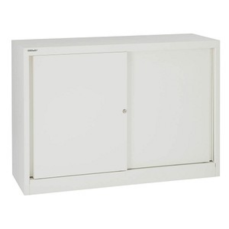 BISLEY Schiebetürenschrank ECO, SD12081S696 verkehrsweiß 1 Fachboden 120,0 x 43,0 x 83,9 cm – Bild 1 von 7