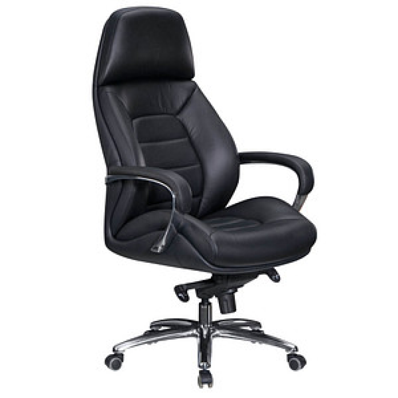 AMSTYLE XXL Chefsessel, SPM1.435 Leder schwarz, Gestell alu – Bild 1 von 9