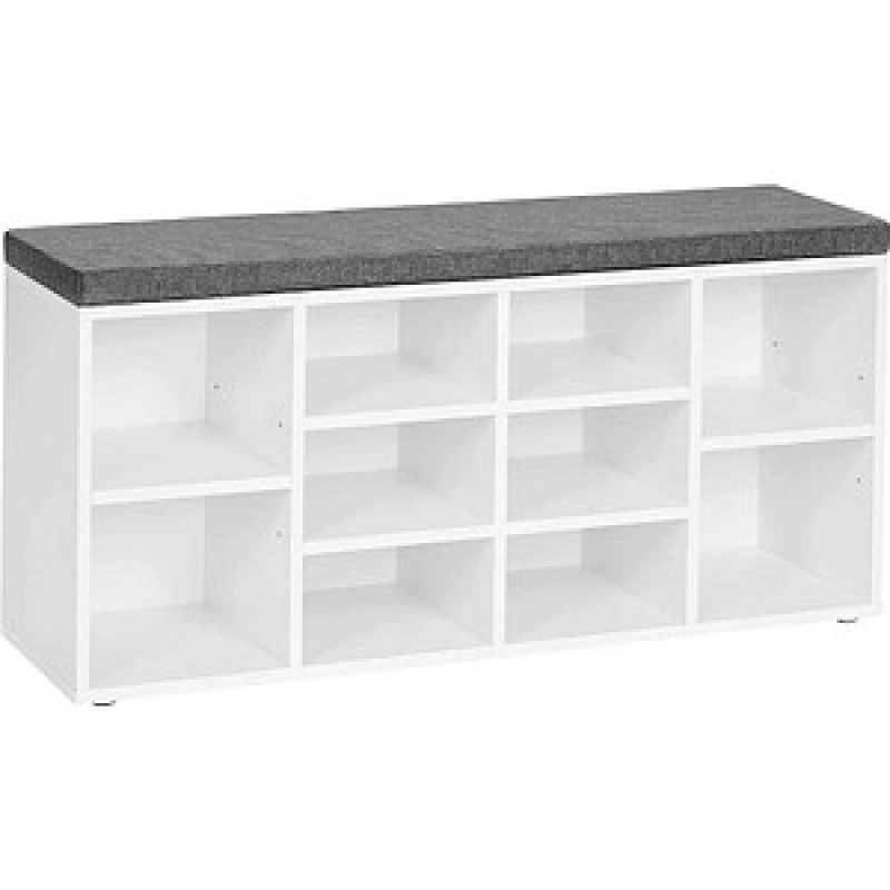 VASAGLE Schuhbank LHS010W01 weiß, grau Holz 104,0 cm – Bild 1 von 6