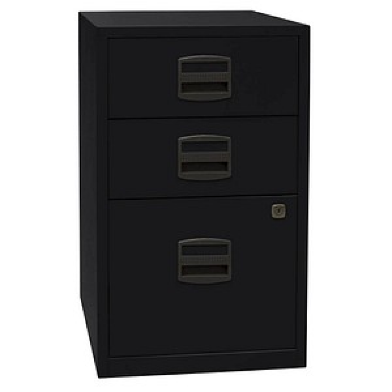 BISLEY Home Standcontainer schwarz 3 Auszüge Kunststoff-Muldengriff schwarz 41,3 x 40,0 x 67,2 cm – Bild 1 von 5