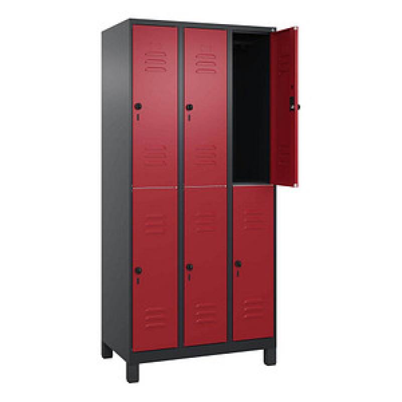 CP Spind Classic Plus rubinrot, schwarzgrau 080310-30 S10124, 6 Schließfächer 90,0 x 50,0 x 195,0 cm – Bild 1 von 4