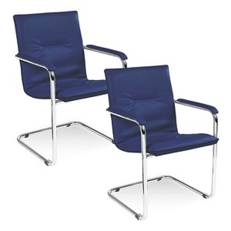 Nowy Styl Besucherstühle Rumba RUMBA CR SP06 blau Leder, 2 St. – Bild 1 von 2