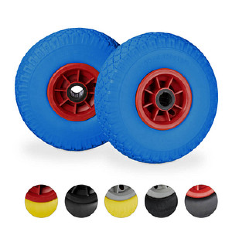 relaxdays Sackkarrenräder luftbereift blau, rot Kunststoff Felgen, Achse 2,5 cm – Bild 1 von 9