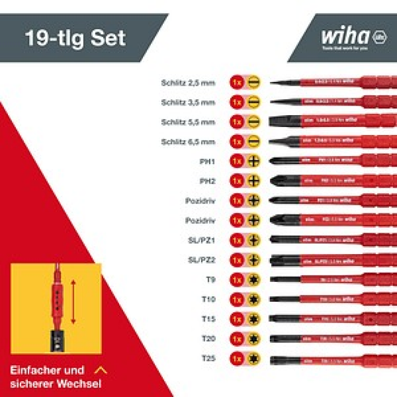 Wiha Drehmoment-Schraubendreher TorqueVario®-S electric gemischt 36791 19-tlg. – Bild 1 von 6