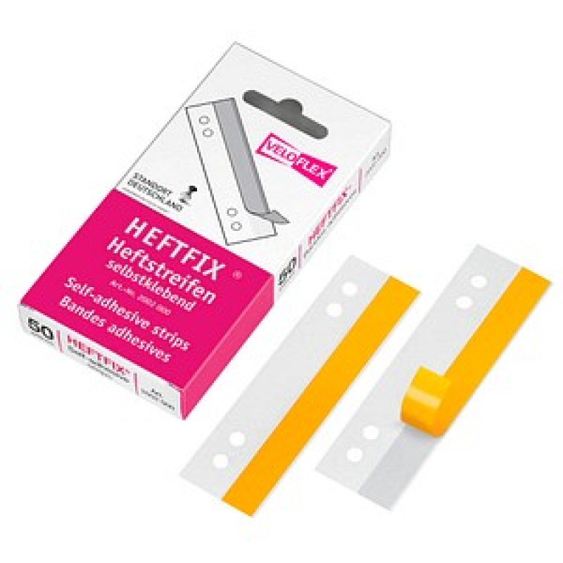 VELOFLEX Heftstreifen, selbstklebend HEFTFIX® 50er transparent Kunststoff, 50 St. – Bild 1 von 6