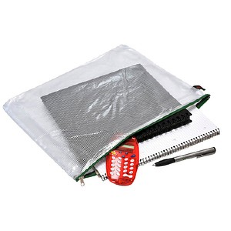 FolderSys Reißverschlussbeutel DIN B4 transparent/grün 0,15 mm, 1 St. – Bild 1 von 3