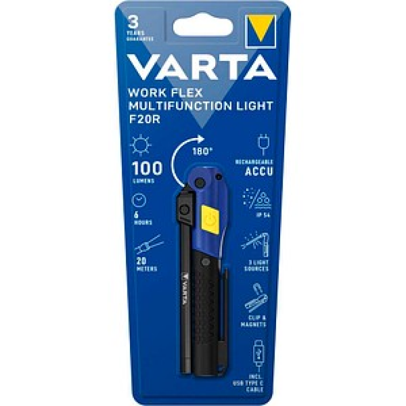 VARTA Work Flex® F20R LED Taschenlampe schwarz 12,0 cm, 100 Lumen, 1 St. – Bild 1 von 3