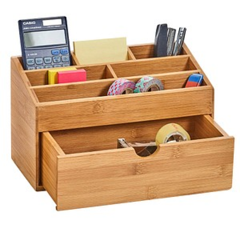 Zeller Schreibtisch-Organizer natur Bambus 6 Fächer 25,4 x 12,5 x 15,0 cm – Bild 1 von 6