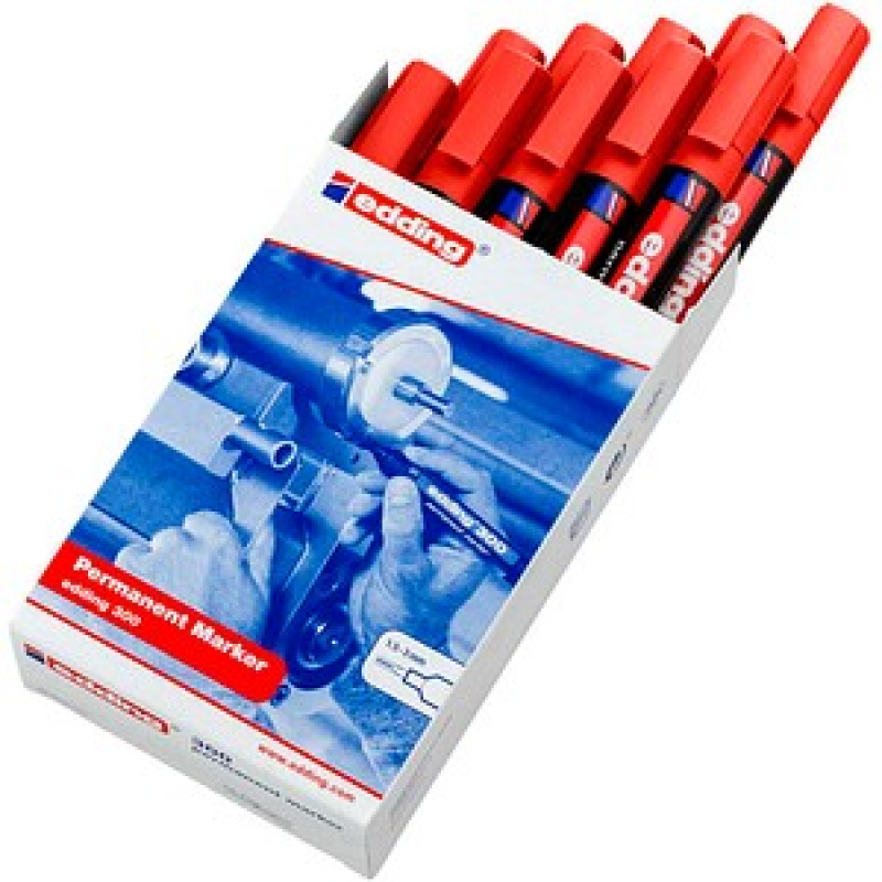 edding 300 Permanentmarker rot 1,5 - 3,0 mm, 10 St. – Bild 1 von 8