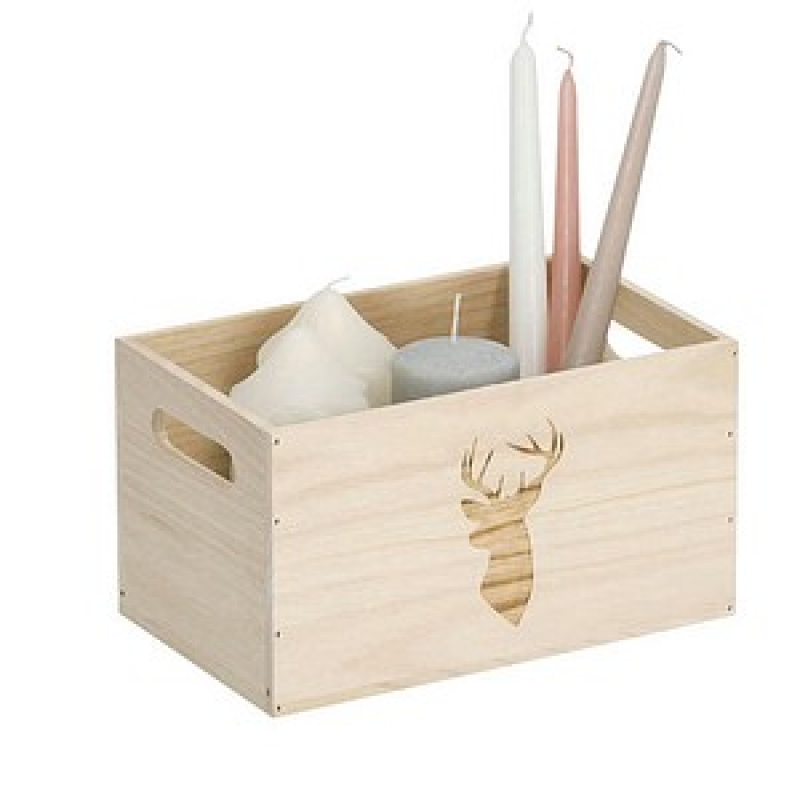 Zeller Hirsch Aufbewahrungsbox natur 25,0 x 15,0 x 14,0 cm, 1 St. – Bild 1 von 4