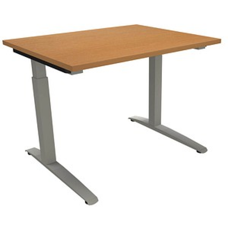 fm Sidney höhenverstellbarer Schreibtisch buche rechteckig, C-Fuß-Gestell Quadratrohr silber 100,0 x 80,0 cm – Bild 1 von 2