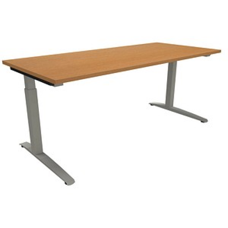 fm Sidney höhenverstellbarer Schreibtisch buche rechteckig, C-Fuß-Gestell Quadratrohr silber 180,0 x 80,0 cm – Bild 1 von 2