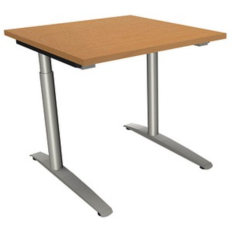 fm Sidney höhenverstellbarer Schreibtisch buche rechteckig, C-Fuß-Gestell Rundrohr silber 80,0 x 80,0 cm – Bild 1 von 2