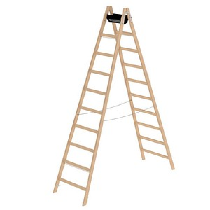 MUNK Stehleiter beidseitig 33220 natur 2x 10 Sprossen, H: 291,0 cm – Bild 1 von 3