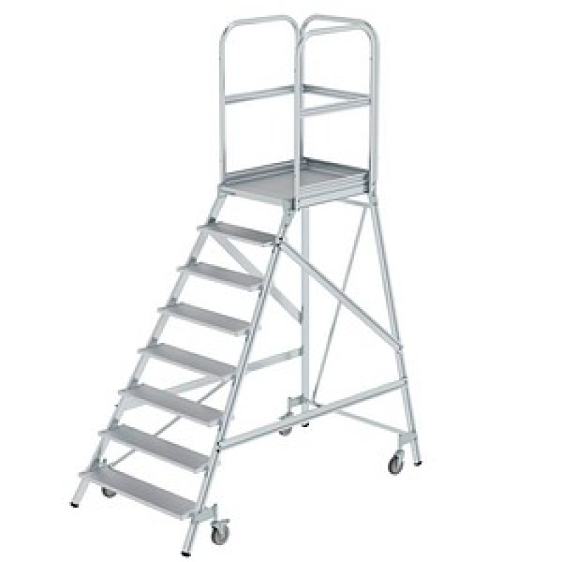 MUNK Podestleiter 50108 fahrbar silber 8 Stufen, H: 292,0 cm