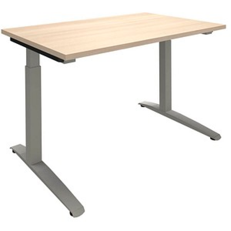 fm Sidney höhenverstellbarer Schreibtisch akazie rechteckig, C-Fuß-Gestell Quadratrohr silber 120,0 x 80,0 cm – Bild 1 von 2