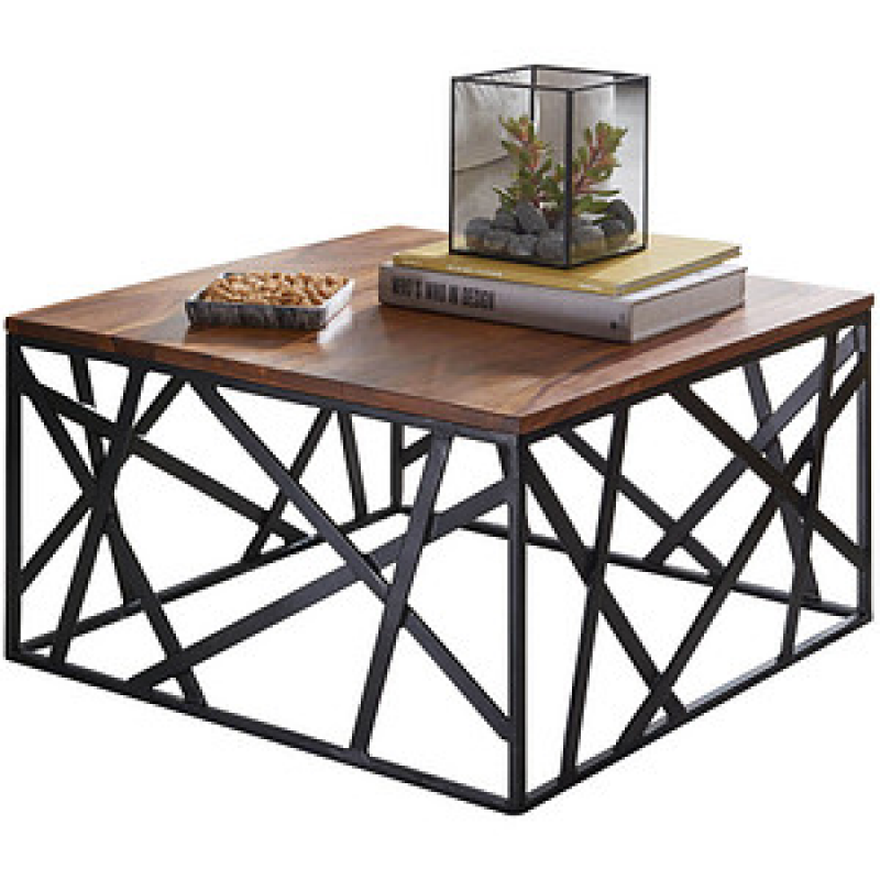 WOHNLING Couchtisch quadratisch Massivholz sheesham 60,0 x 60,0 x 35,0 cm, 1 St. – Bild 1 von 5