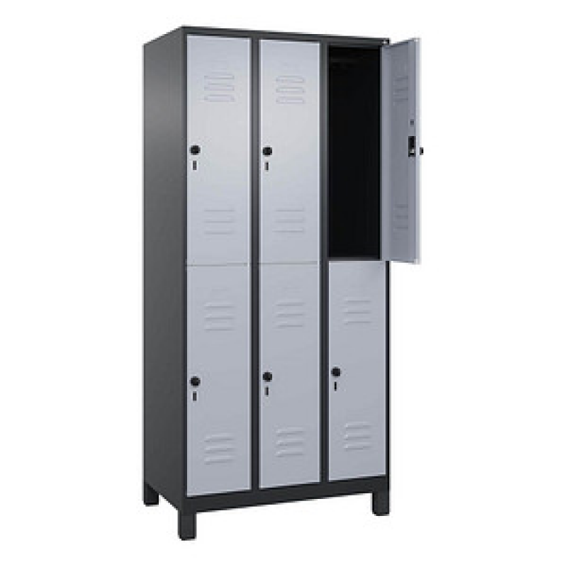CP Spind Classic Plus schwarzgrau, weißaluminium 080310-30 S10147, 6 Schließfächer 90,0 x 50,0 x 195,0 cm – Bild 1 von 4