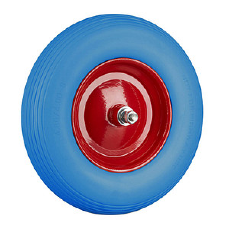 relaxdays Schubkarrenrad Vollgummi blau Stahl Felgen, Achse 2,0 cm – Bild 1 von 8