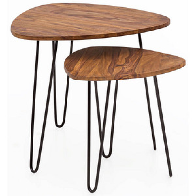 WOHNLING Beistelltische-Set Nierenform Massivholz sheesham, 1 Set – Bild 1 von 9