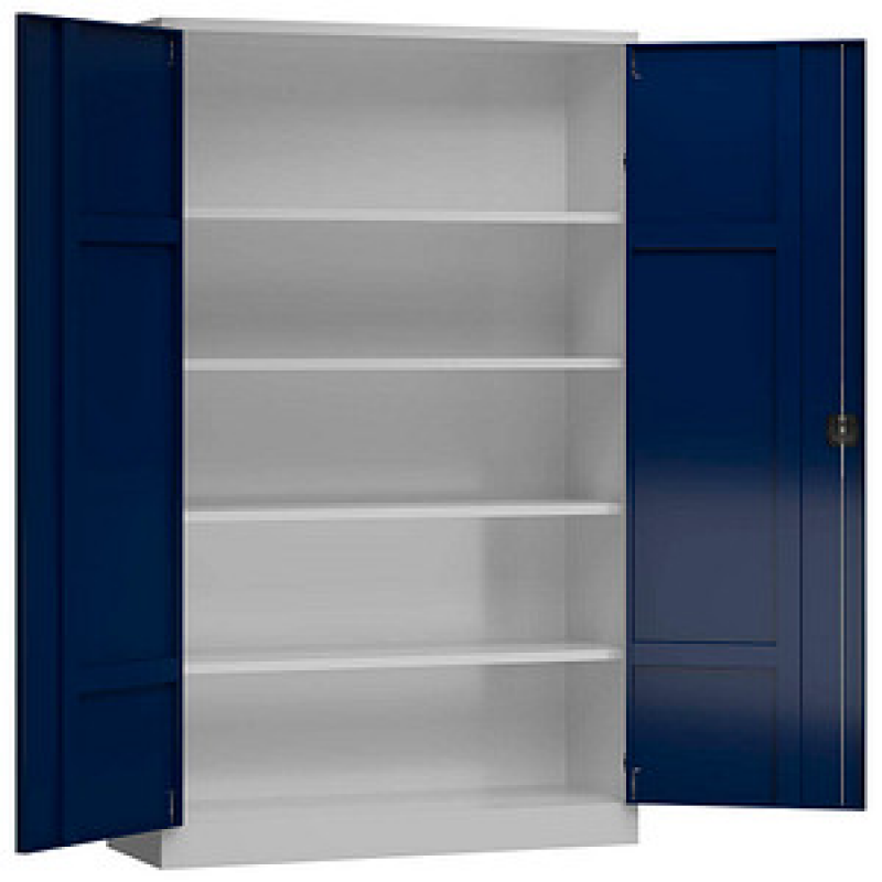 ClassiX Stahlschrank X-530371 enzianblau, lichtgrau 4 Fachböden 120,0 x 42,0 x 194,5 cm, aufgebaut, 1 St. – Bild 1 von 3