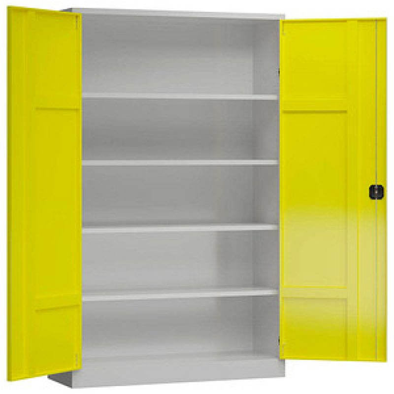 ClassiX Stahlschrank X-530376 zinkgelb, lichtgrau 4 Fachböden 120,0 x 42,0 x 194,5 cm, aufgebaut, 1 St. – Bild 1 von 3