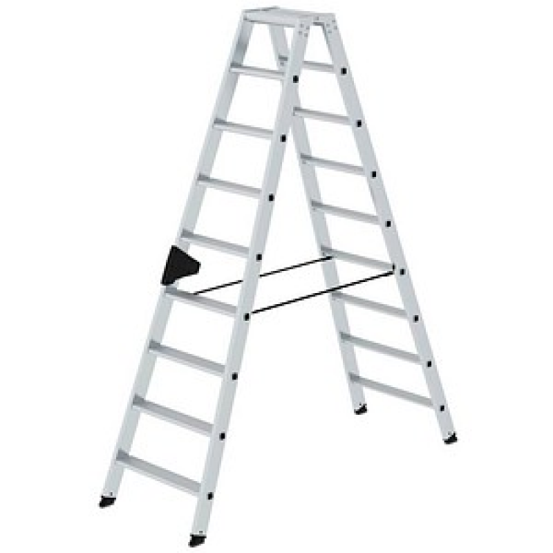 MUNK Stehleiter beidseitig 40218 silber 2x 9 Stufen, H: 298,0 cm – Bild 1 von 10