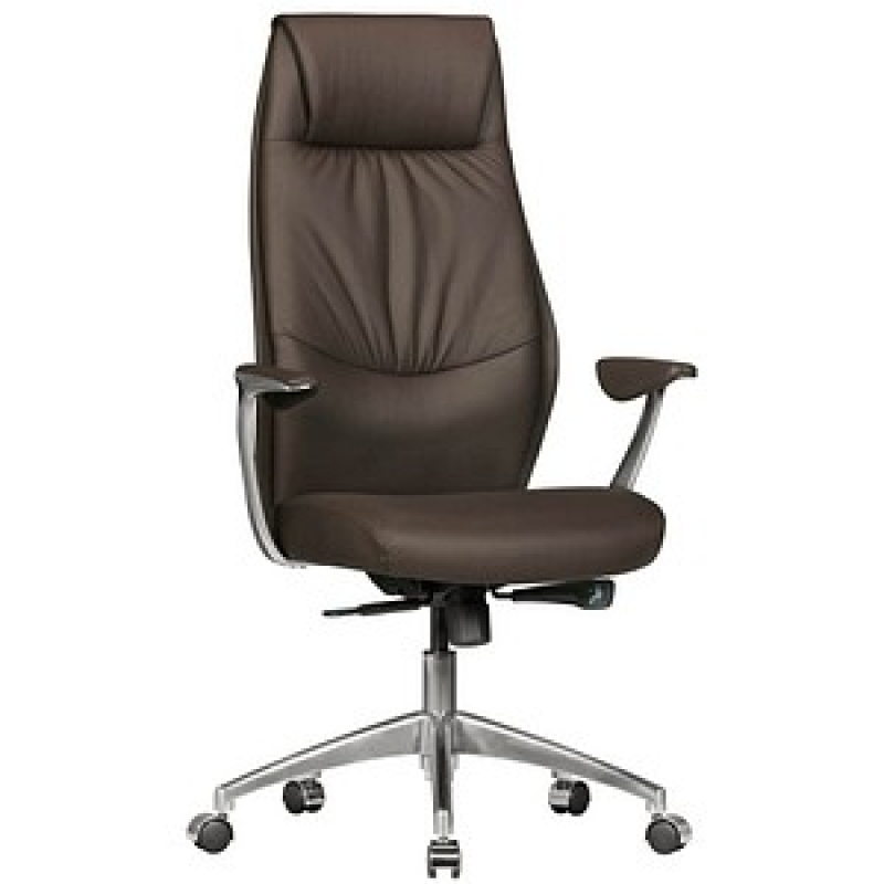 AMSTYLE XXL Chefsessel, SPM1.146 Leder braun, Gestell silber – Bild 1 von 5