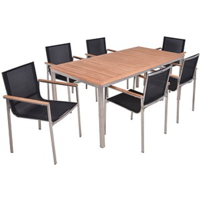 Garden Pleasure Sitzgruppe DENVER dunkelgrau, silber Holz, Metall, 7-teilig – Bild 1 von 11