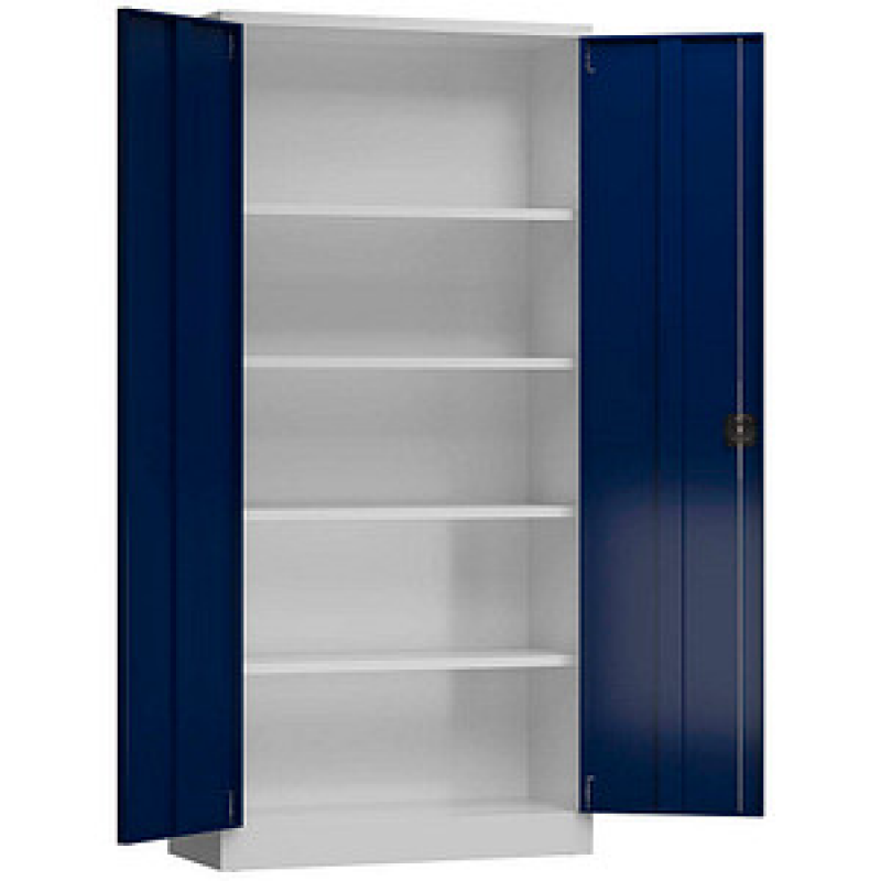 ClassiX Stahlschrank X-530351 enzianblau, lichtgrau 4 Fachböden 92,0 x 50,0 x 194,5 cm, aufgebaut, 1 St. – Bild 1 von 3