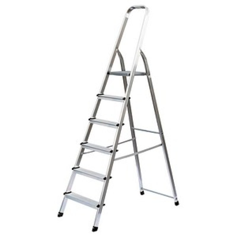 MUNK Stehleiter einseitig 11127 silber 6 Stufen, H: 204,5 cm