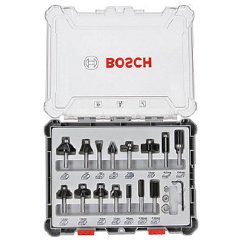 AKTION: BOSCH Mixed Set Fräser-Set 15-teilig mit Prämie nach Registrierung – Bild 1 von 2