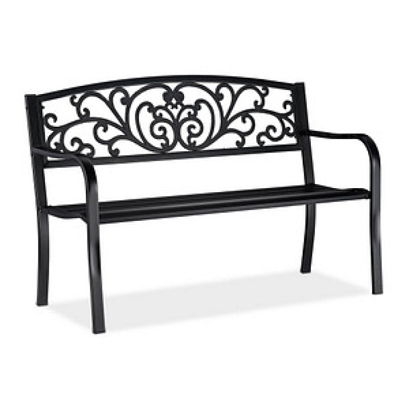 relaxdays Gartenbank 10026114_0 schwarz Metall 127,0 cm – Bild 1 von 8