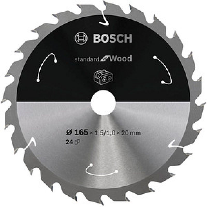 AKTION: BOSCH Standard for Wood Kreissägeblatt 165,0 mm, 24 Zähne, 1 St. mit Prämie nach Registrierung – Bild 1 von 3