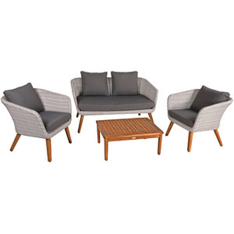 Garden Pleasure Sitzgruppe ARONA dunkelgrau, braun Kunststoff, Metall, 12-teilig – Bild 1 von 11