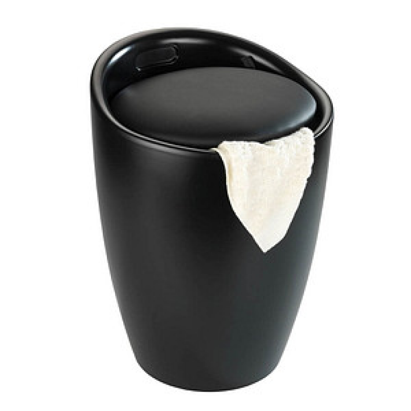 WENKO Badhocker mit Wäschesammler Candy 24229100 schwarz matt, 1 St. – Bild 1 von 5