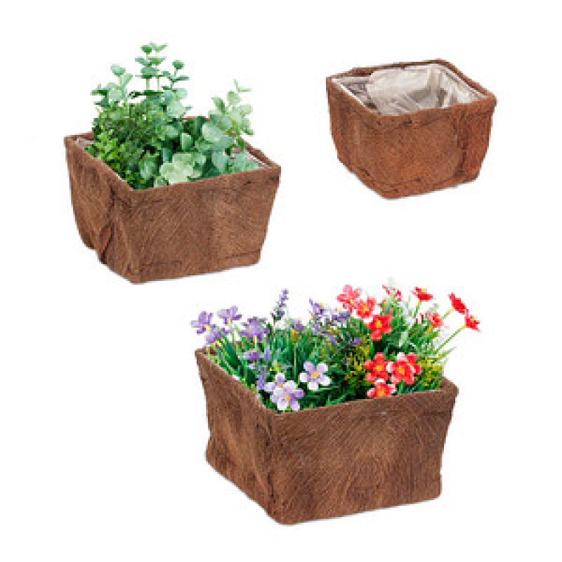 relaxdays Pflanzkübel-Set Holz braun, 3 St. – Bild 1 von 8