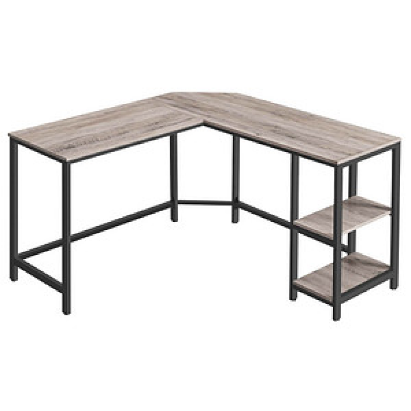 VASAGLE Schreibtisch greige L-Form, 8-Fuß-Gestell schwarz 88,0 / 138,0 x 49,0 cm – Bild 1 von 8