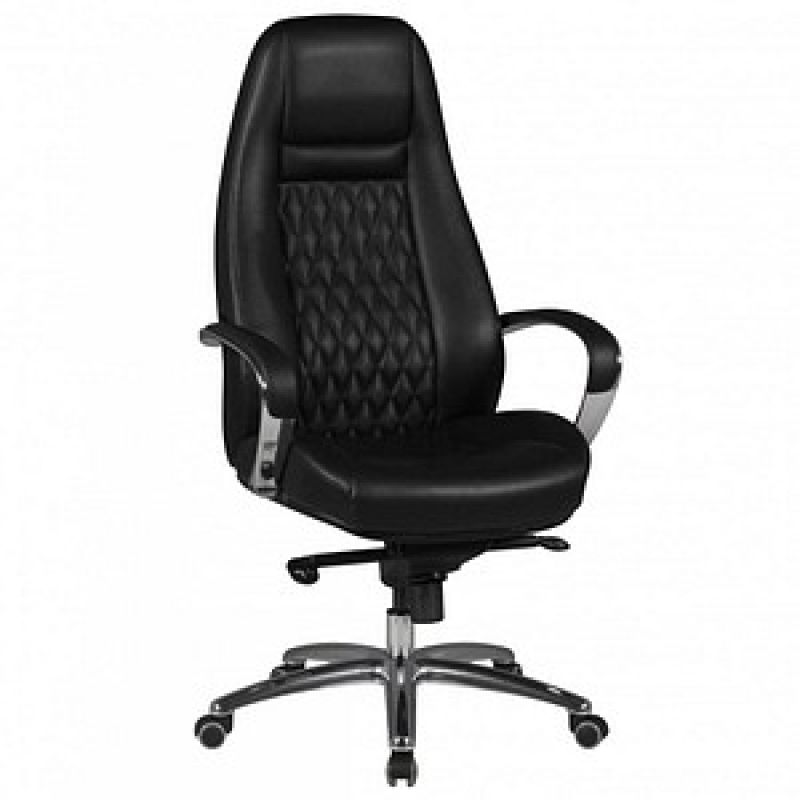 AMSTYLE Chefsessel, SPM1.298 Leder schwarz, Gestell silber – Bild 1 von 5