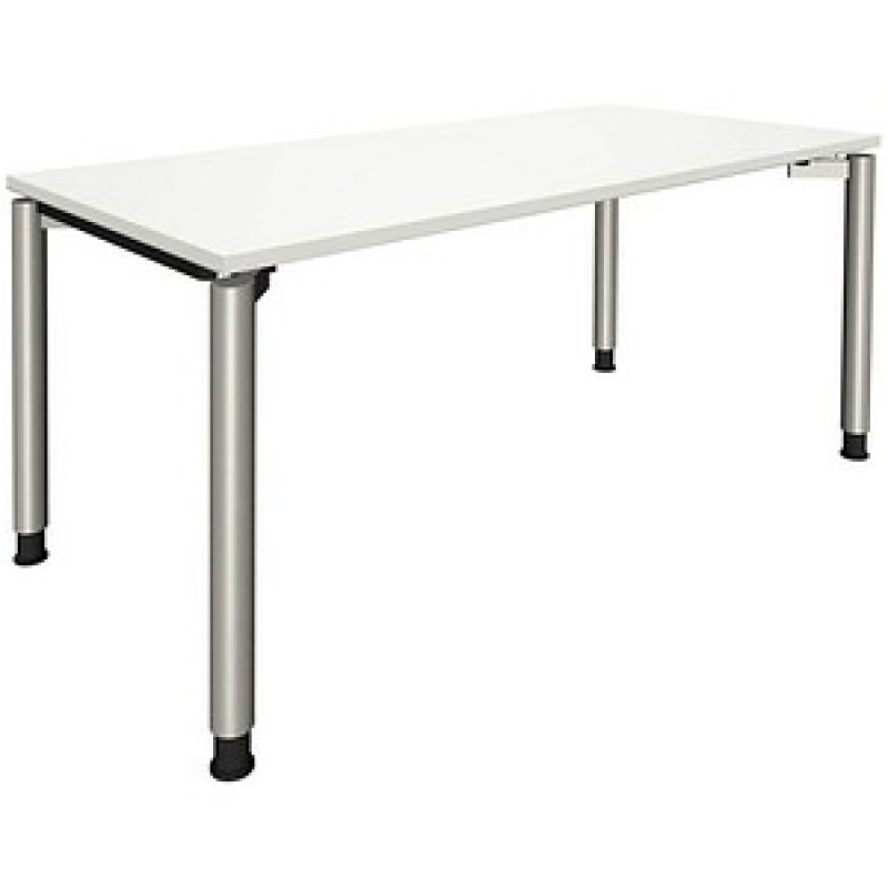 fm fastline höhenverstellbarer Schreibtisch weiß rechteckig, 4-Fuß-Gestell silber 160,0 x 80,0 cm – Bild 1 von 2