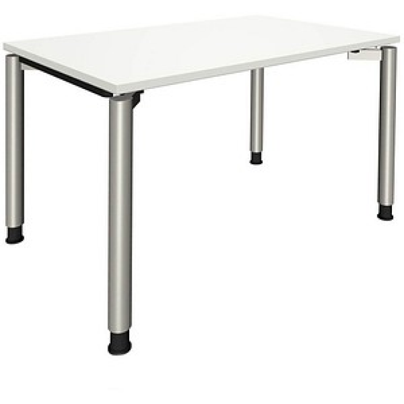fm fastline höhenverstellbarer Schreibtisch weiß rechteckig, 4-Fuß-Gestell silber 120,0 x 80,0 cm – Bild 1 von 2