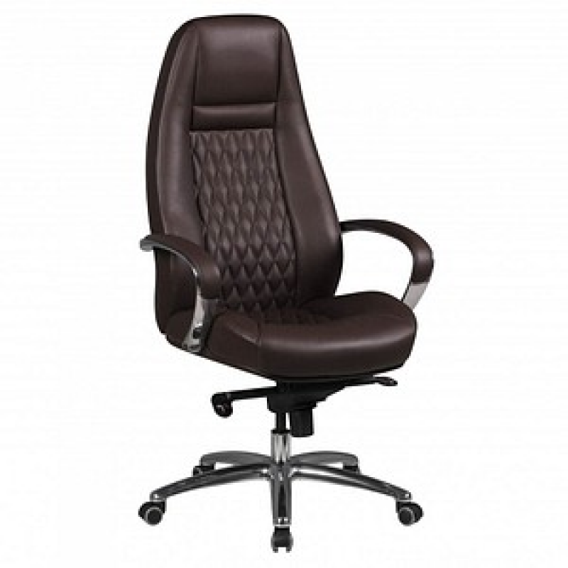 AMSTYLE Chefsessel, SPM1.300 Leder braun, Gestell silber – Bild 1 von 5