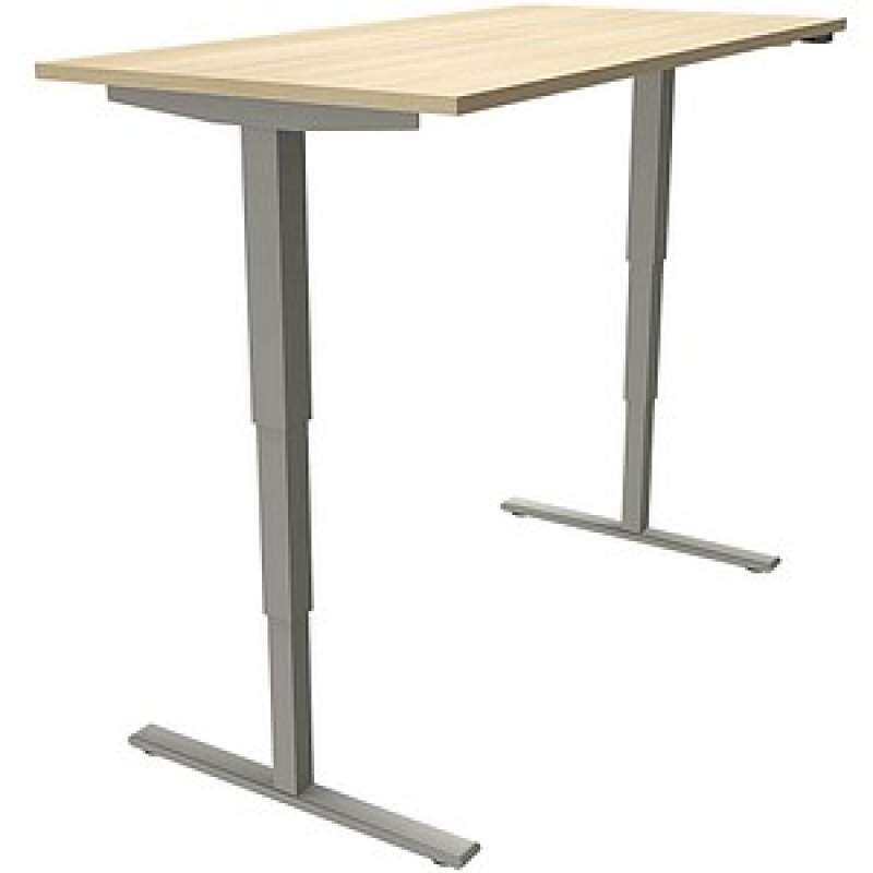 fm fastline elektrisch höhenverstellbarer Schreibtisch königsahorn rechteckig, T-Fuß-Gestell silber 160,0 x 80,0 cm – Bild 1 von 2