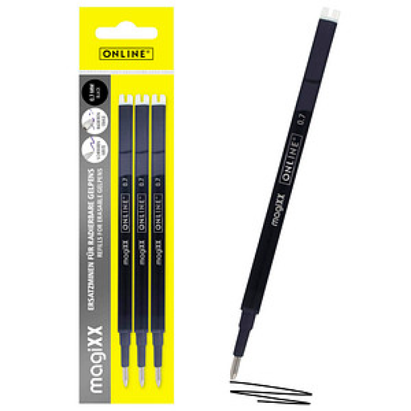ONLINE® magiXX Gelschreiberminen schwarz 0,7 mm 3 St. – Bild 1 von 6
