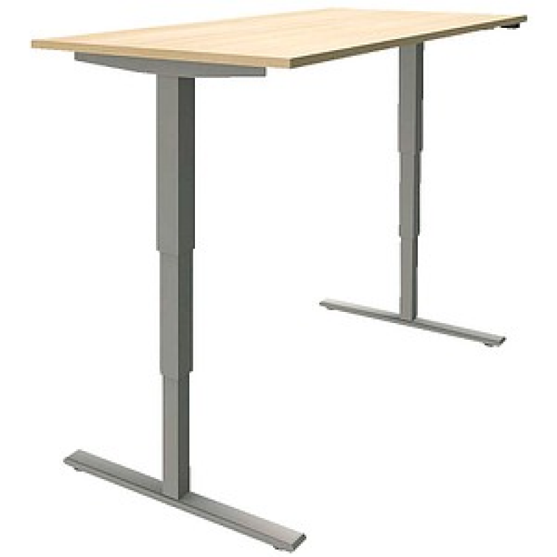 fm Sidney elektrisch höhenverstellbarer Schreibtisch königsahorn rechteckig, T-Fuß-Gestell silber 160,0 x 80,0 cm – Bild 1 von 2