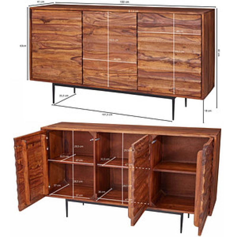 WOHNLING Sideboard Sideboard 150 cm sheesham, WL5.635 sheesham 150,0 x 41,0 x 81,0 cm, 1 St. – Bild 1 von 6
